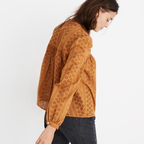 madewell eyelet peasant top